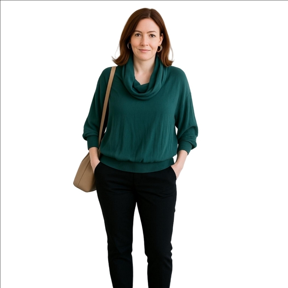 LA FÉE MARABOUTÉE Silk Blend Organic Preppy Luxury Cowl Neck Blouse - Women's